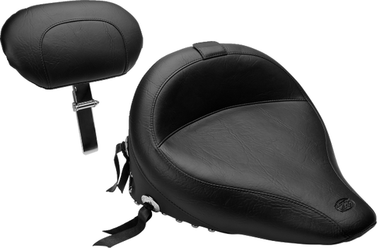 Mustang Wide Solo Seat with Backrest for 2000-2006 Harley Softail FLST FXST