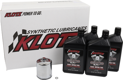 Klotz Synthetic 20W-50 Oil Change Kit 1984-2018 Harley Touring Softail Dyna