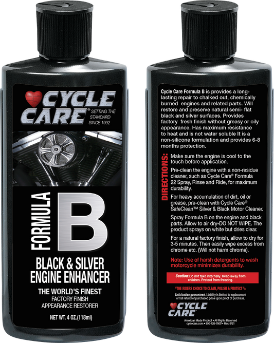 Cycle Care 4oz Formula B Motorcycle Black & Silver Engine Enhancer Restorer