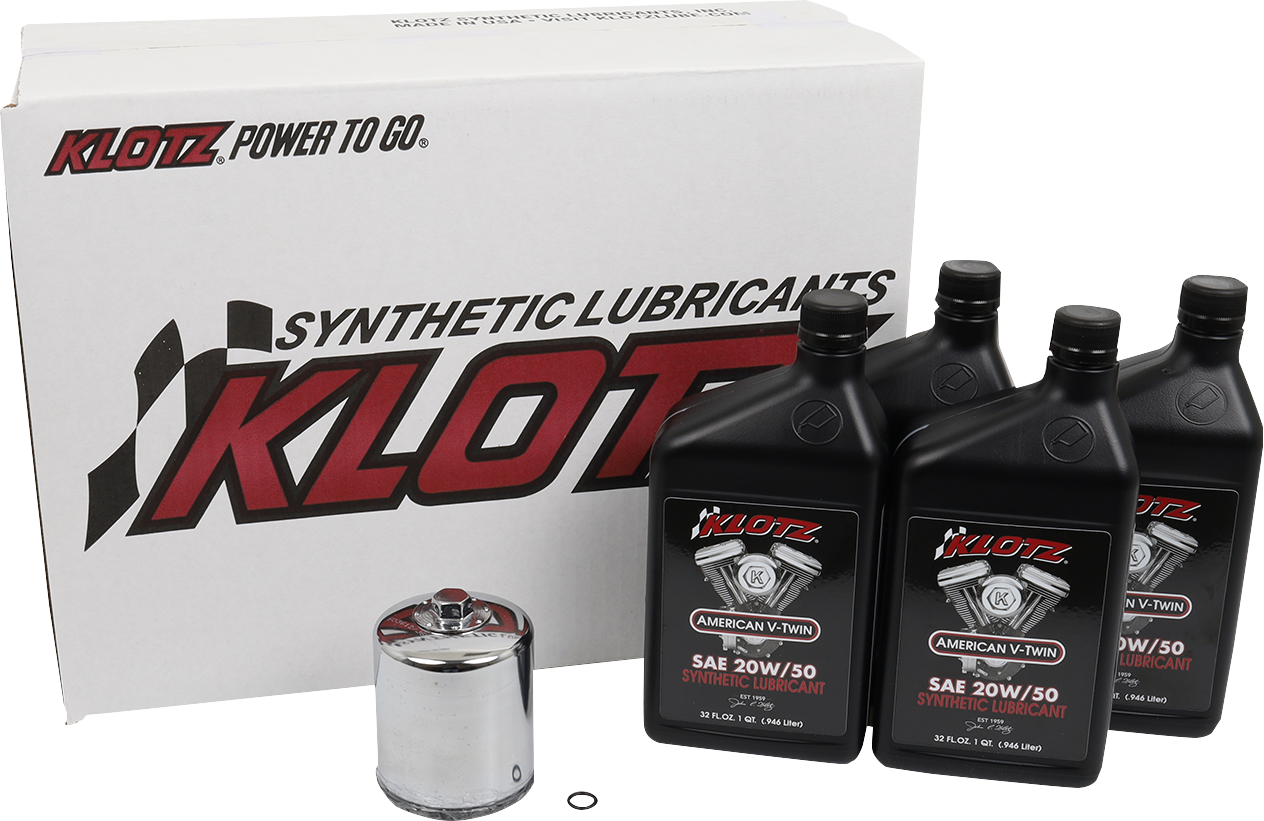 Klotz Synthetic 20W-50 Basic Oil Change Kit 1999-2022 Harley Davidson Models