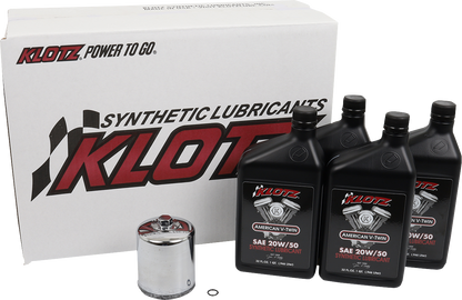 Klotz Synthetic 20W-50 Basic Oil Change Kit 1999-2022 Harley Davidson Models