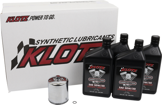 Klotz Synthetic 20W-50 Basic Oil Change Kit 1999-2022 Harley Davidson Models