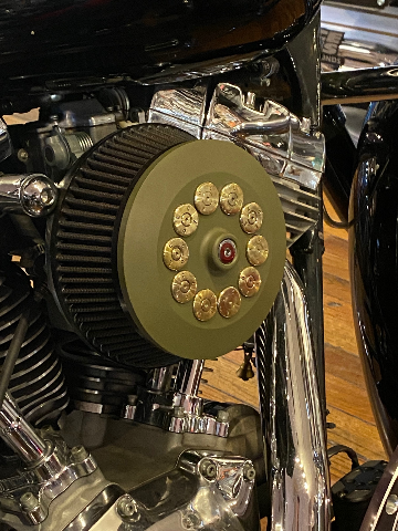 JT's Cycles Genuine .50 Caliber BMG Bullets Army Green Air Cleaner Cover Harley