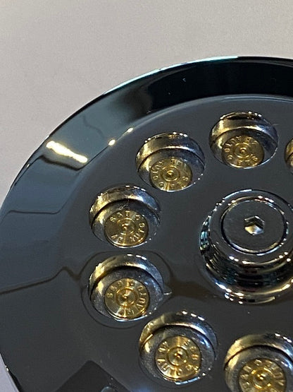 JT's Cycles Genuine .45 Auto Brass Bullets Chrome Air Filter Cover for Harley