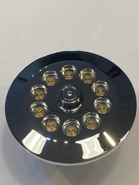 JT's Cycles Genuine .45 Auto Brass Bullets Chrome Air Filter Cover for Harley