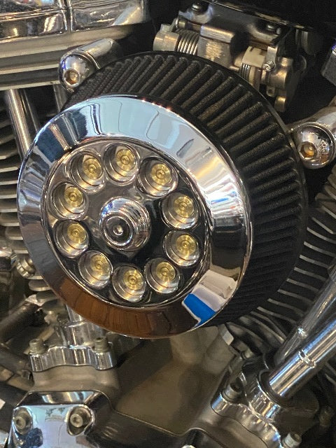JT's Cycles Genuine 7.62 Military Brass Bullets Chrome Air Filter Cover Harley