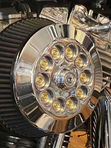 JT's Cycles Genuine 7.62 Military Brass Bullets Chrome Air Filter Cover Harley