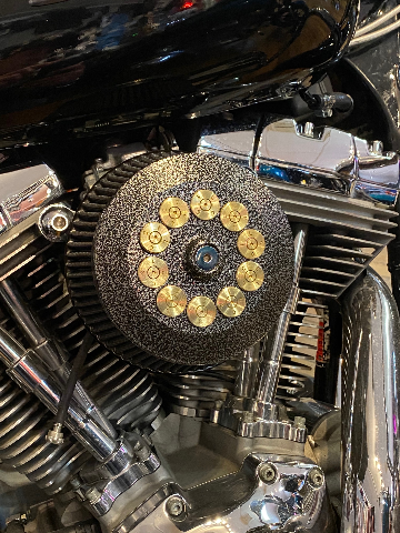 JT's Cycles Custom Air Cleaner Cover Powder Coated Silver Vein .50 Cal Harley
