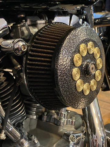 JT's Cycles Custom Air Cleaner Cover Powder Coated Silver Vein .50 Cal Harley