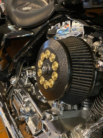 JT's Cycles Custom Air Cleaner Cover Powder Coated Silver Vein .50 Cal Harley