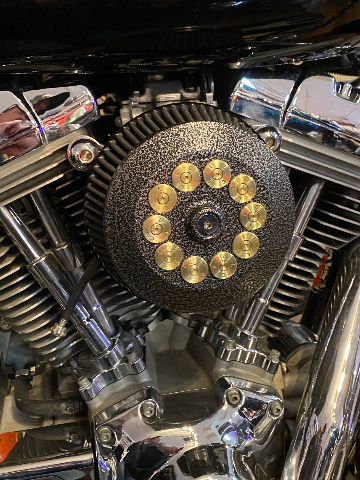 JT's Cycles Custom Air Cleaner Cover Powder Coated Silver Vein .50 Cal Harley