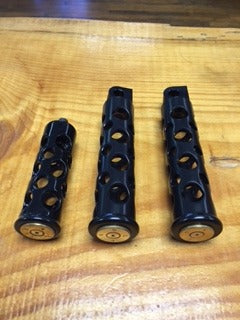JT's Cycles Once Fired .50 caliber BMG Bullets black footpegs for Harley FXD FXR