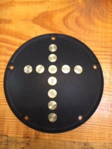 JT's Cycles Wrinkle Black Derby Cover Genuine 45-70 Bullets CROSS Harley TwinCam