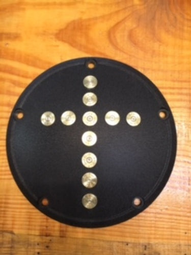 JT's Cycles Wrinkle Black Derby Cover Genuine 45-70 Bullets CROSS Harley TwinCam
