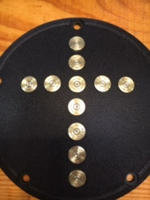 JT's Cycles Wrinkle Black Derby Cover Genuine 45-70 Bullets CROSS Harley TwinCam