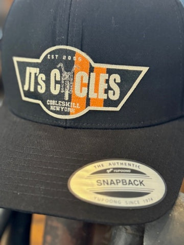 JT's Cycles Custom Motorcycle Shop Premium Snapback Hat Curved Bill Cap