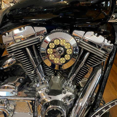 JT's Cycles Genuine .50 Caliber BMG Bullets Chrome Air Cleaner Cover for Harley