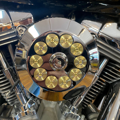 JT's Cycles Genuine .50 Caliber BMG Bullets Chrome Air Cleaner Cover for Harley