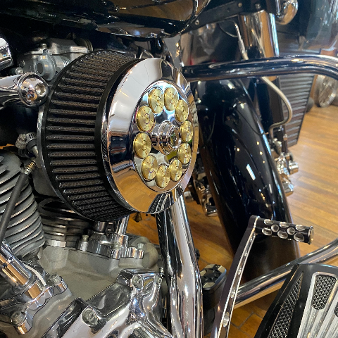 JT's Cycles Genuine .50 Caliber BMG Bullets Chrome Air Cleaner Cover for Harley
