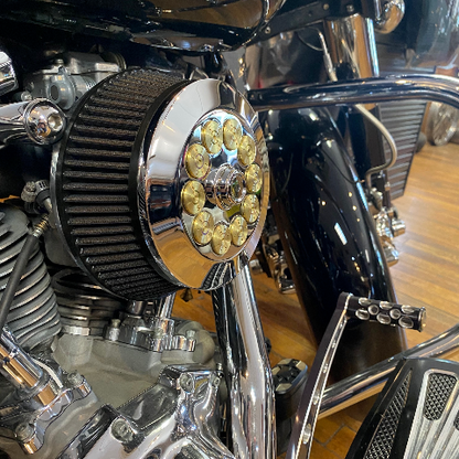 JT's Cycles Genuine .50 Caliber BMG Bullets Chrome Air Cleaner Cover for Harley