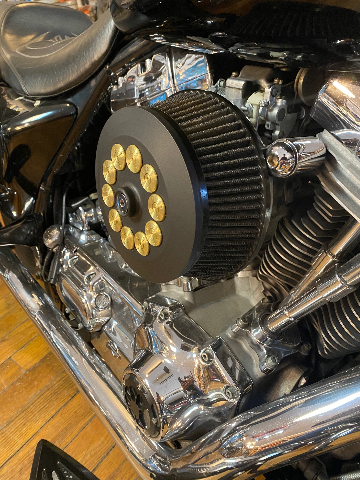 JT's Cycles Custom Air Cleaner Cover PowderCoat Black .50 Cal Bullets for Harley