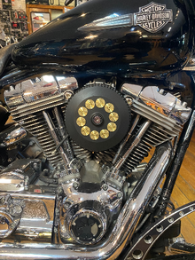 JT's Cycles Custom Air Cleaner Cover PowderCoat Black .50 Cal Bullets for Harley