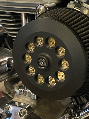 JT's Cycles .300 Caliber Bullets Air Cleaner Cover Powder Coat Black fits Harley