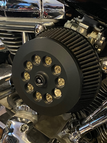 JT's Cycles .300 Caliber Bullets Air Cleaner Cover Powder Coat Black fits Harley
