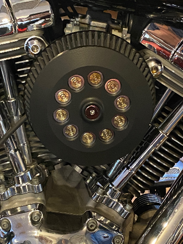 JT's Cycles .300 Caliber Bullets Air Cleaner Cover Powder Coat Black fits Harley