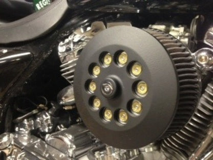 JT's Cycles .45 Caliber Bullets Air Cleaner Cover Powder Coat Black fits Harley