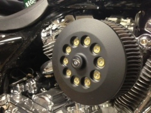 JT's Cycles .45 Caliber Bullets Air Cleaner Cover Powder Coat Black fits Harley