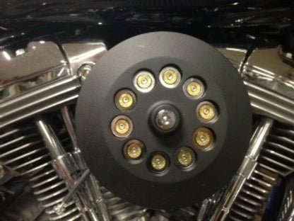 JT's Cycles .45 Caliber Bullets Air Cleaner Cover Powder Coat Black fits Harley