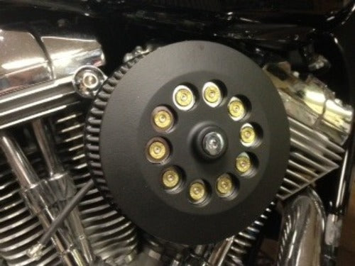 JT's Cycles .45 Caliber Bullets Air Cleaner Cover Powder Coat Black fits Harley