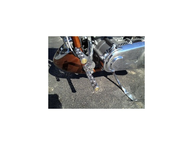 JT's Cycles .50 Caliber BMG Bullets In Chrome Footpegs fits Harley Sportster FXD
