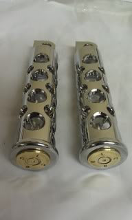 JT's Cycles .50 Caliber BMG Bullets In Chrome Footpegs fits Harley Sportster FXD