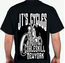 JT's Cycles Motorcycle Biker Shop American Flag Casual Unisex Adult T-Shirt