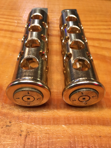 JT's Cycles .50 Caliber BMG Bullets In Brass Footpegs for Harley Sportster FXD XL