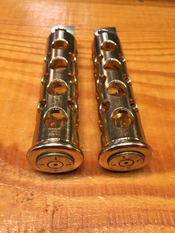 JT's Cycles .50 Caliber BMG Bullets In Brass Footpegs for Harley Sportster FXD XL