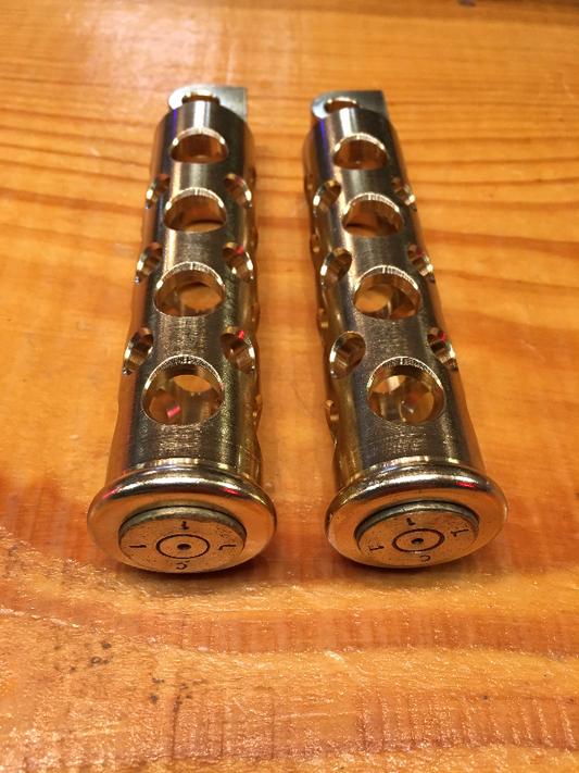 JT's Cycles .50 Caliber BMG Bullets In Brass Footpegs for Harley Sportster FXD XL