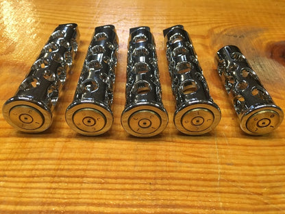 JT's Cycles Genuine .50 Caliber BMG Bullets Chrome Footpegs Kit for Harley
