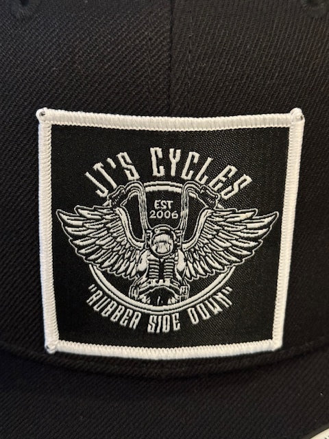 JT's Cycles Custom Motorcycle Yupoong 6089M Premium Snapback Hat Flat Bill Cap