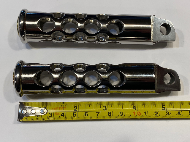 JT's Cycles Stainless Steel Genuine .50 Caliber BMG Bullets Footpegs for Harley