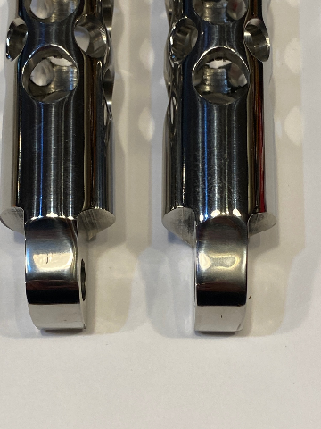 JT's Cycles Stainless Steel Genuine .50 Caliber BMG Bullets Footpegs for Harley