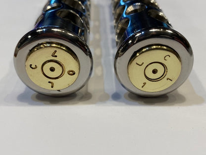 JT's Cycles Stainless Steel Genuine .50 Caliber BMG Bullets Footpegs for Harley