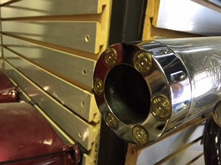 JT's Cycles Pair Exhaust  Tips Genuine .308 Caliber Bullets Harley Xl Fxd Fxr