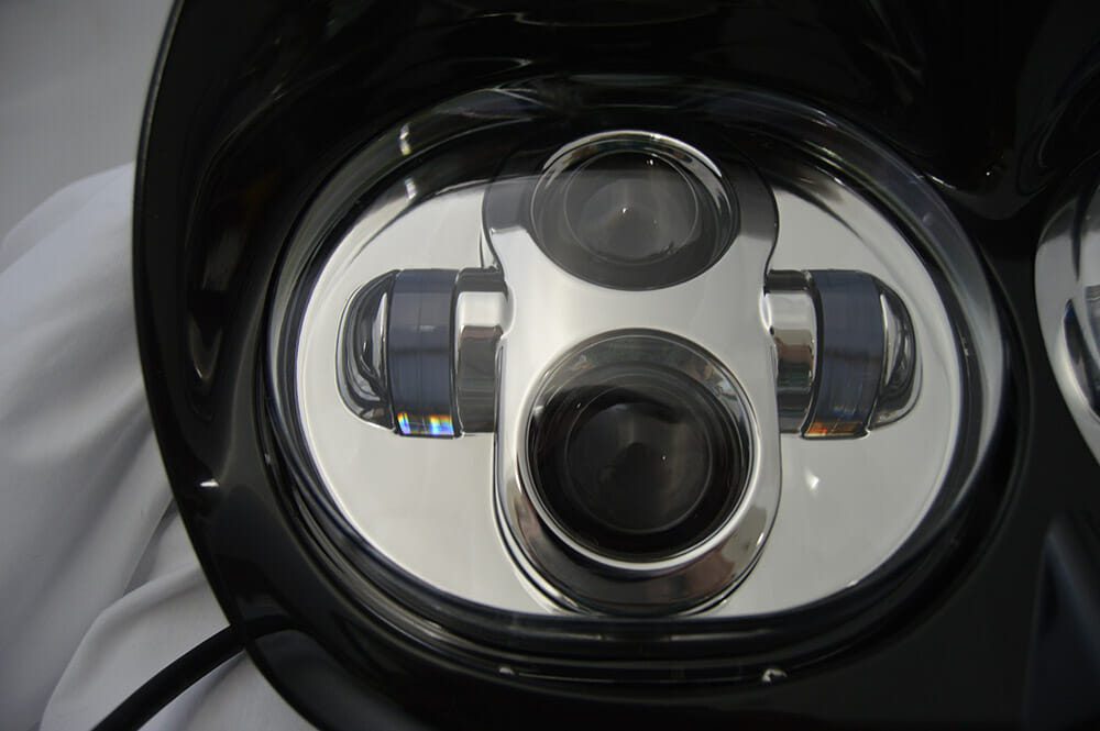 Rivco Chrome LED Dual Headlight 1998-2013 Harley Road Glide FLTR FLTRX FLTRU