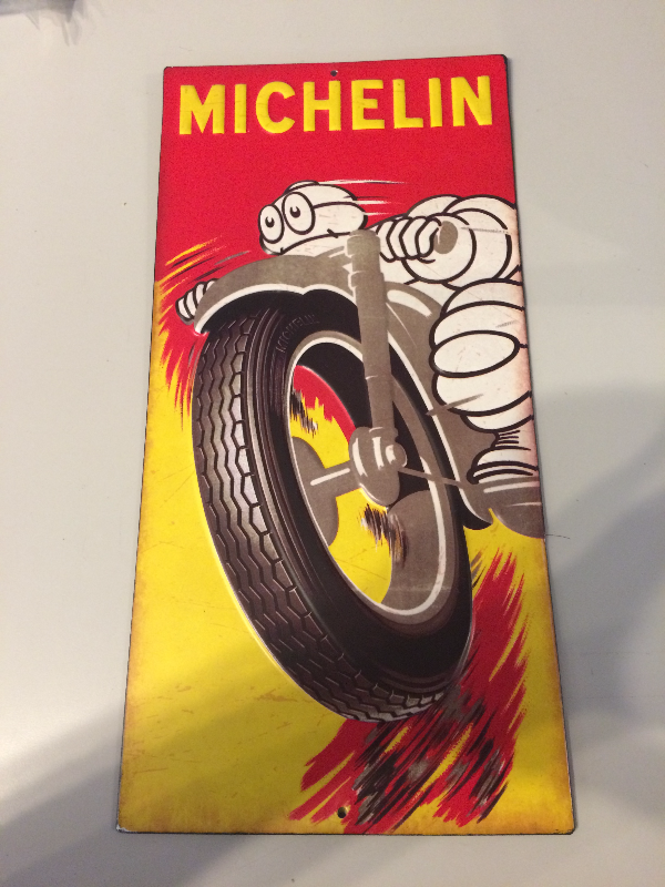 Michelin Man 15x8 Over the Road Raised Embossed Tin Motorcycle Man Cave Sign