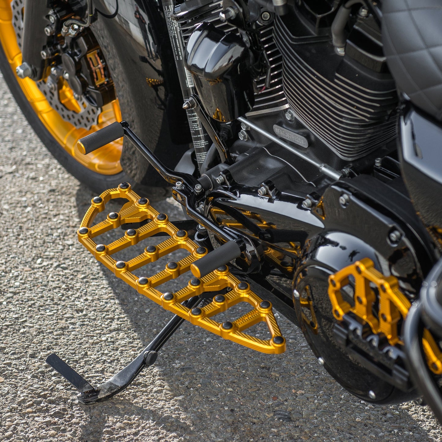 Arlen Ness MX Gold Driver Floorboards for 1980-24 Harley Touring Softail Models
