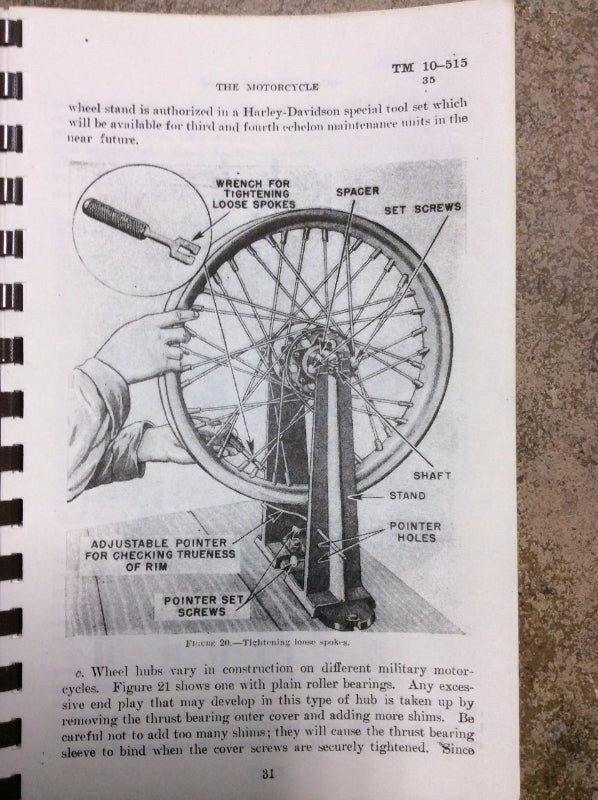 New Reproduction War Department Technical Manual the Harley Indian Motorcycle