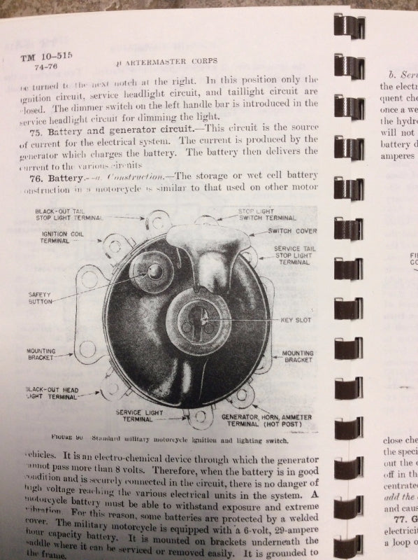 New Reproduction War Department Technical Manual the Harley Indian Motorcycle
